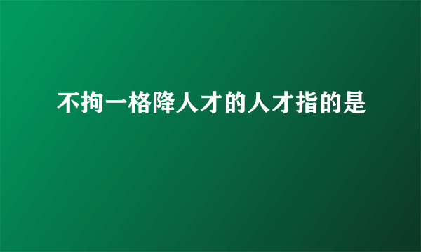 不拘一格降人才的人才指的是