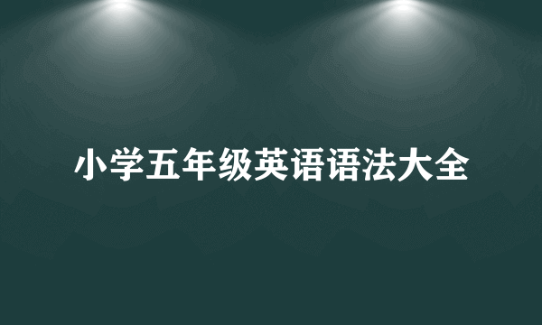 小学五年级英语语法大全