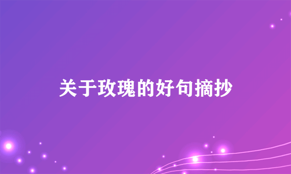关于玫瑰的好句摘抄