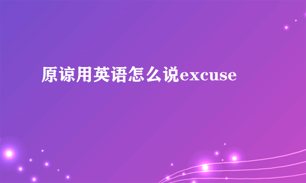 原谅用英语怎么说excuse