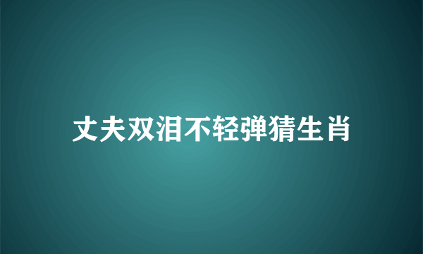 丈夫双泪不轻弹猜生肖