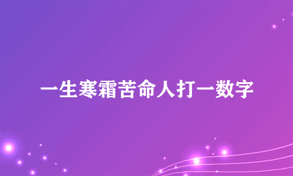 一生寒霜苦命人打一数字