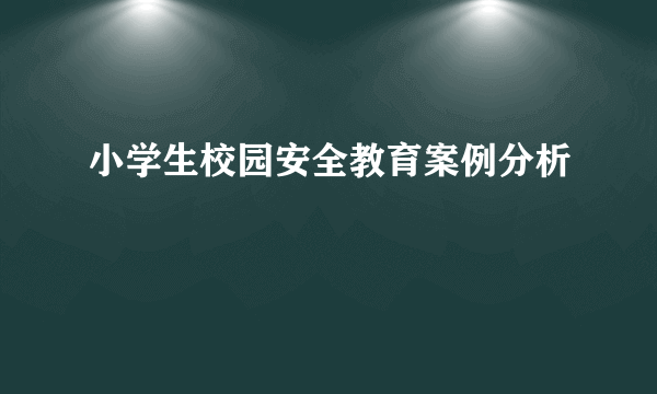 小学生校园安全教育案例分析