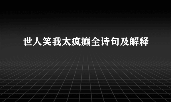 世人笑我太疯癫全诗句及解释