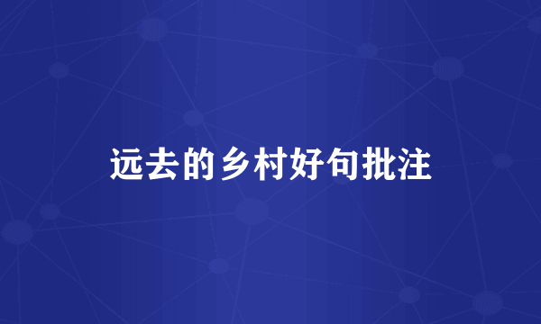 远去的乡村好句批注