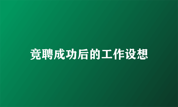 竞聘成功后的工作设想