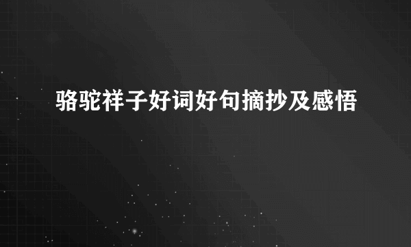 骆驼祥子好词好句摘抄及感悟