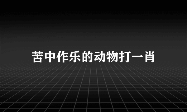 苦中作乐的动物打一肖