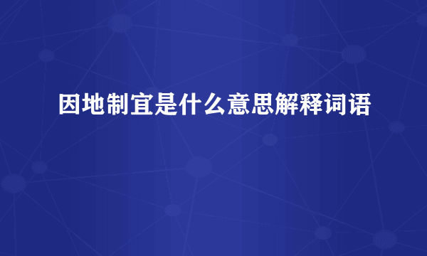 因地制宜是什么意思解释词语