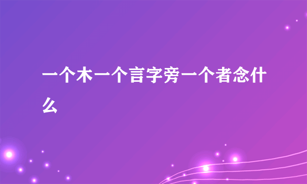 一个木一个言字旁一个者念什么