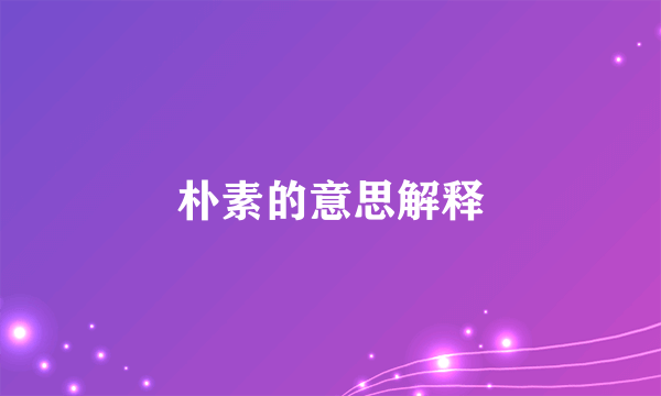 朴素的意思解释