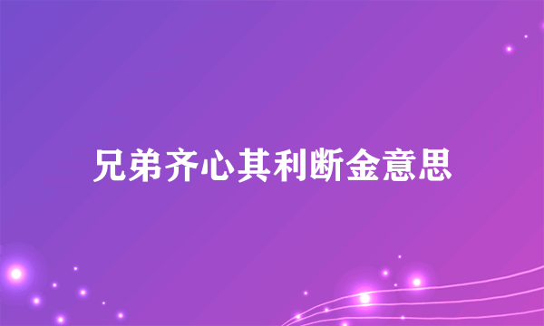 兄弟齐心其利断金意思