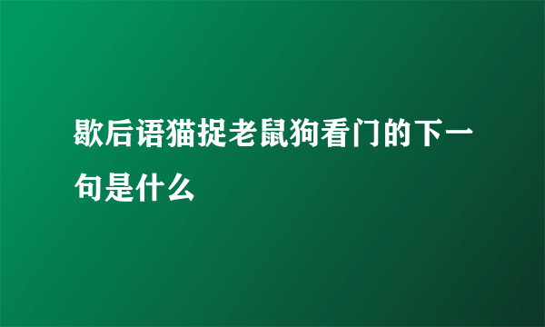 歇后语猫捉老鼠狗看门的下一句是什么
