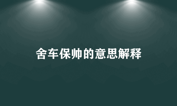 舍车保帅的意思解释
