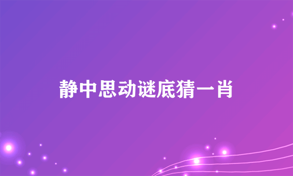 静中思动谜底猜一肖