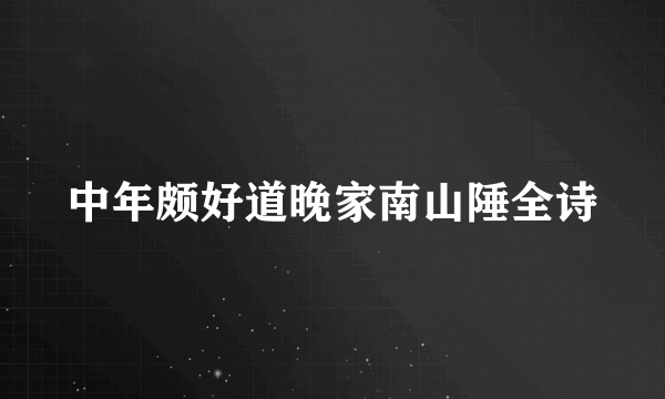 中年颇好道晚家南山陲全诗