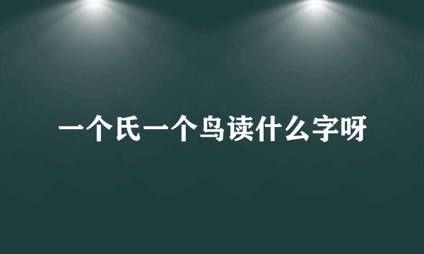 一个氏一个鸟读什么字呀