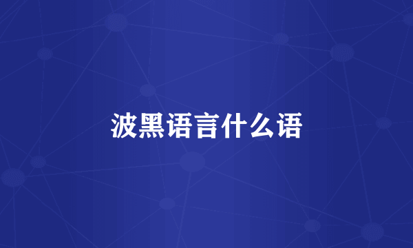 波黑语言什么语