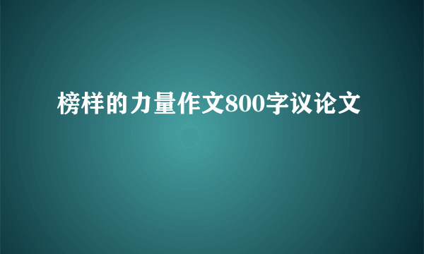 榜样的力量作文800字议论文