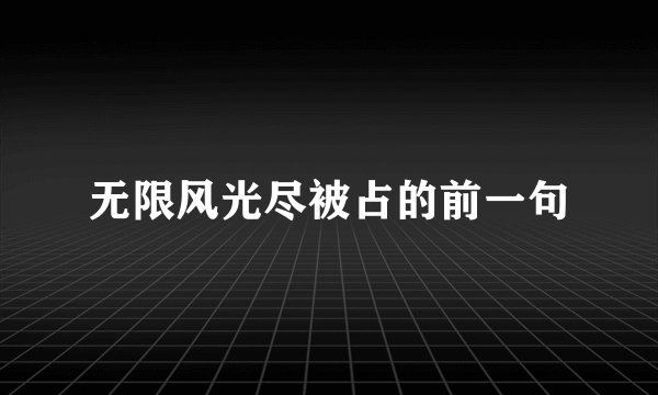 无限风光尽被占的前一句