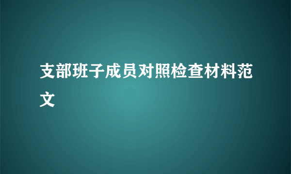 支部班子成员对照检查材料范文