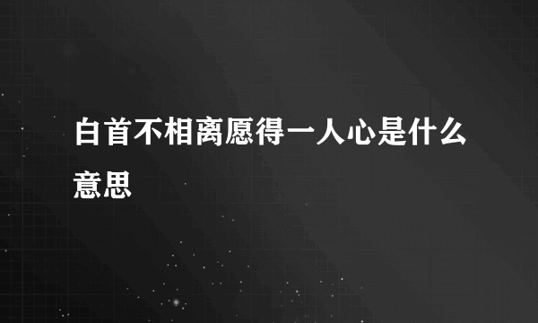 白首不相离愿得一人心是什么意思