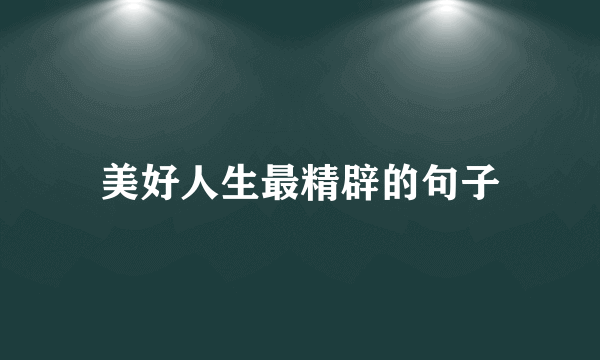 美好人生最精辟的句子