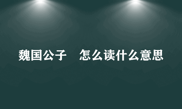 魏国公子卬怎么读什么意思