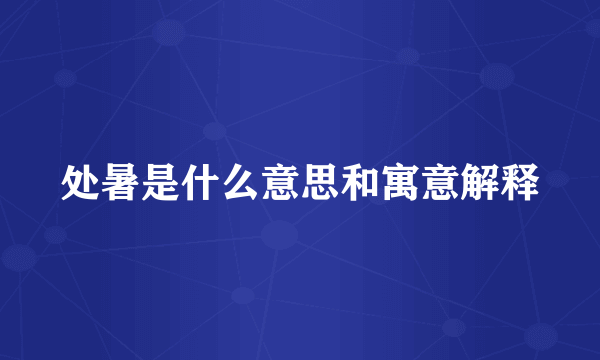 处暑是什么意思和寓意解释