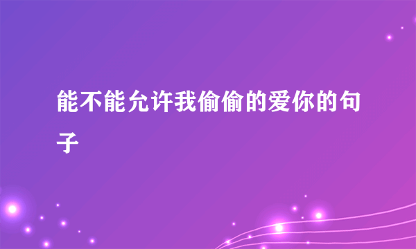 能不能允许我偷偷的爱你的句子