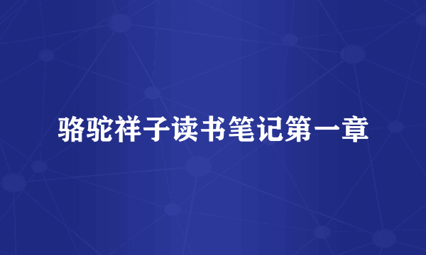骆驼祥子读书笔记第一章