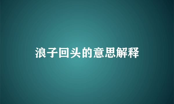浪子回头的意思解释