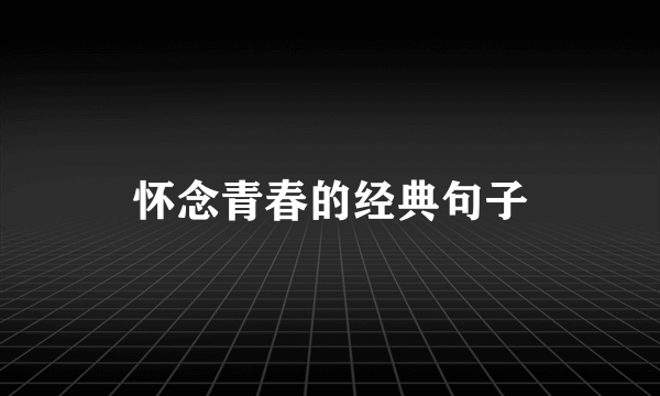 怀念青春的经典句子