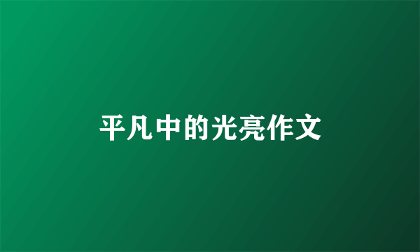 平凡中的光亮作文