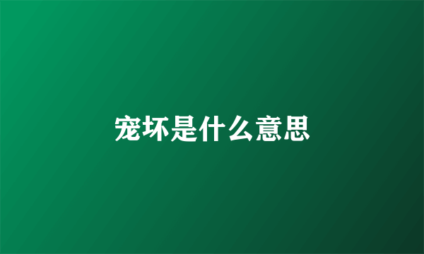 宠坏是什么意思