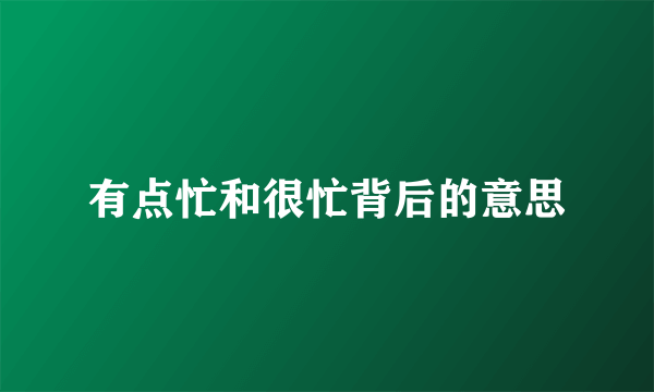 有点忙和很忙背后的意思