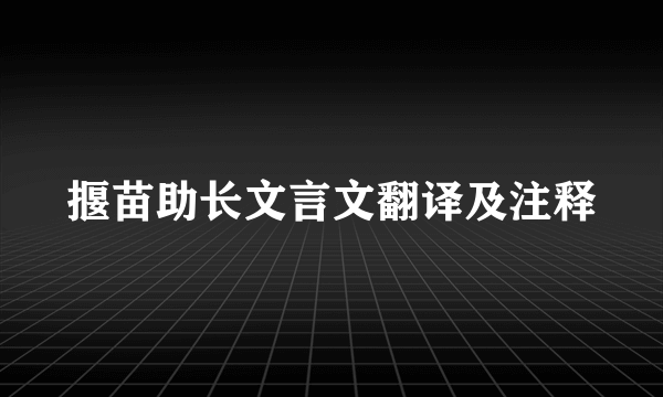 揠苗助长文言文翻译及注释