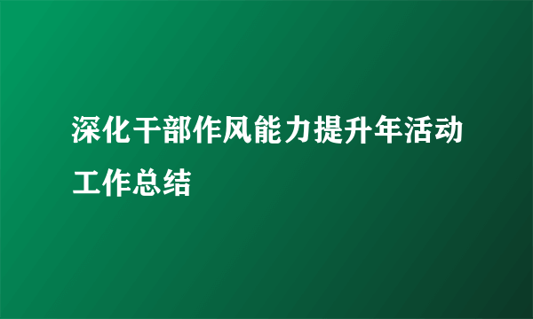 深化干部作风能力提升年活动工作总结