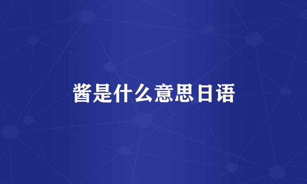 酱是什么意思日语
