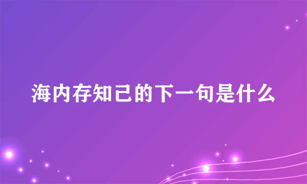 海内存知己的下一句是什么