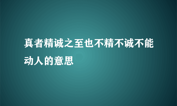 真者精诚之至也不精不诚不能动人的意思
