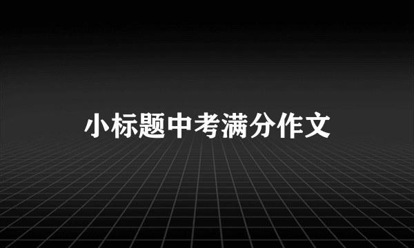 小标题中考满分作文