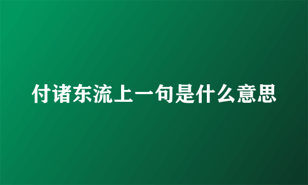 付诸东流上一句是什么意思
