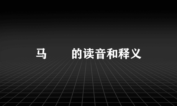 马騳骉的读音和释义