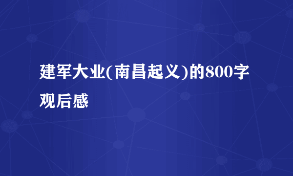 建军大业(南昌起义)的800字观后感