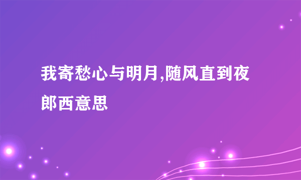 我寄愁心与明月,随风直到夜郎西意思