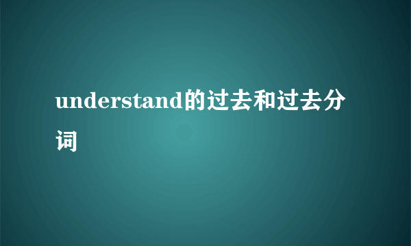 understand的过去和过去分词