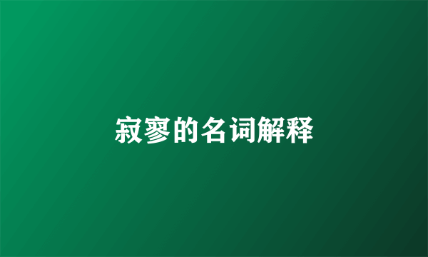 寂寥的名词解释