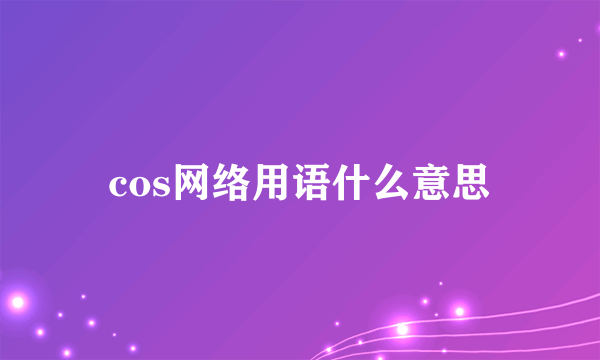 cos网络用语什么意思