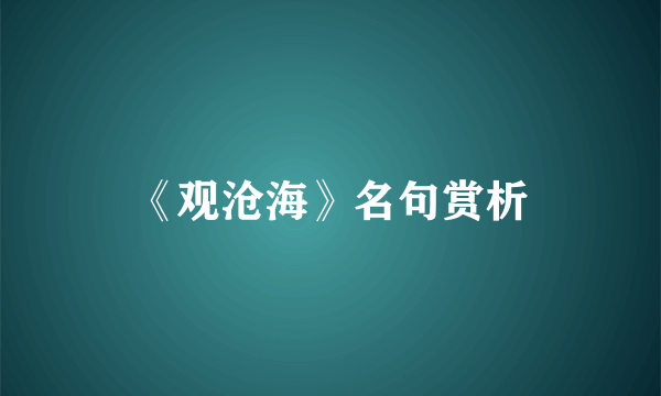 《观沧海》名句赏析